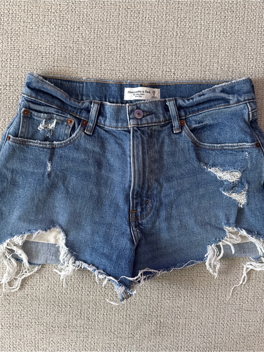 Abercrombie & Fitch Distressed Blue Denim Cutoff Shorts